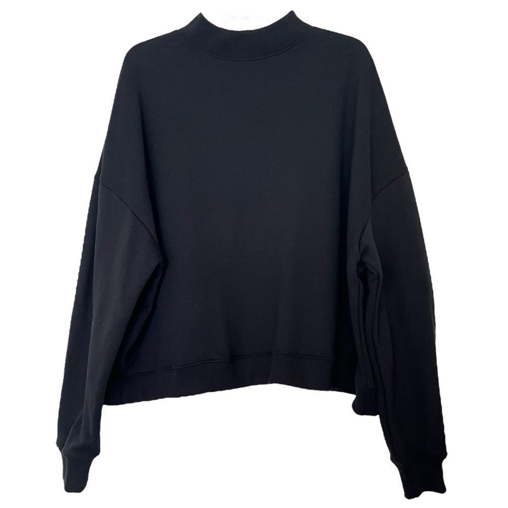 Priory Mock Neck Sweatshirt Women’s Medium Large Tomie Crew Black Terry Cotton